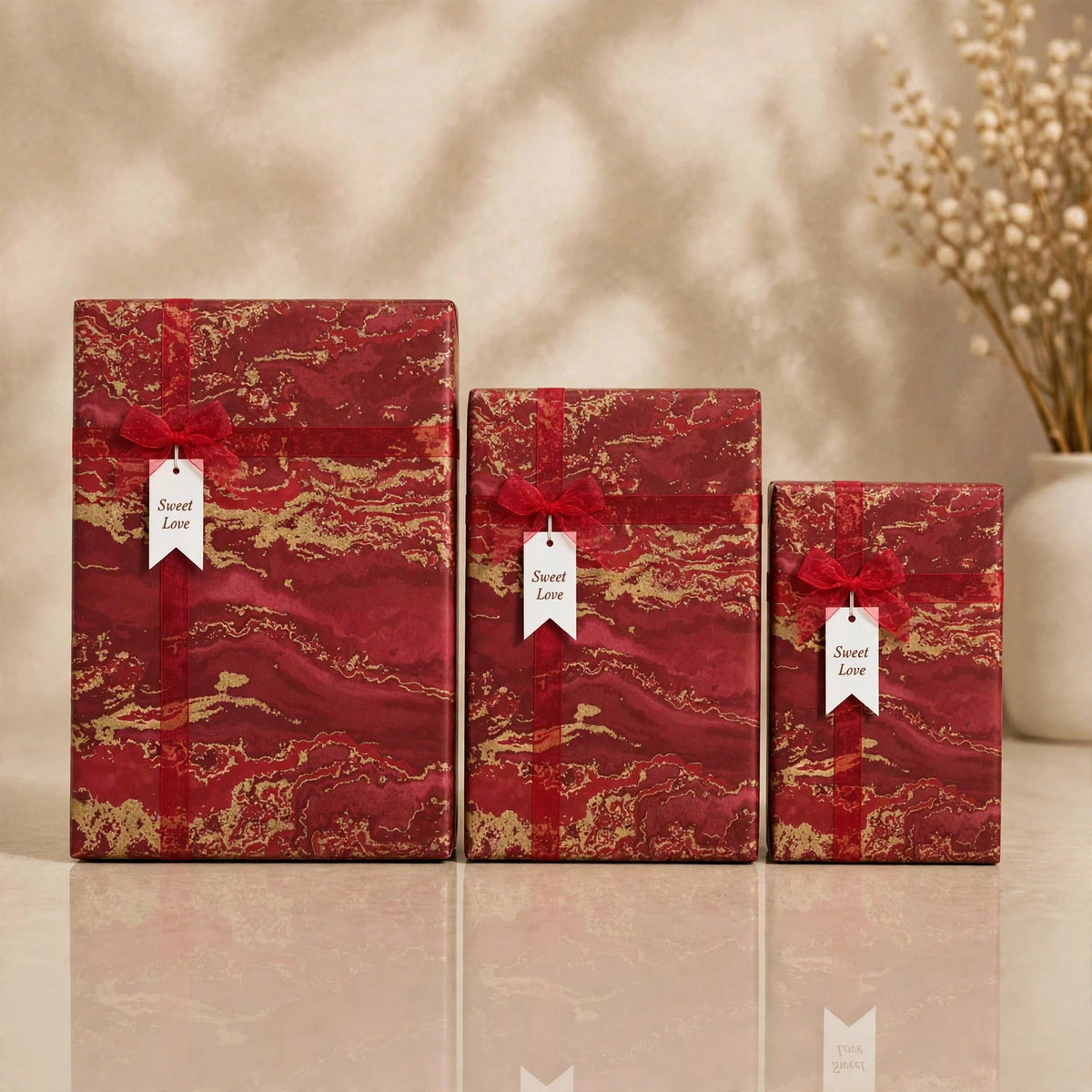 Rectangle Gift box ( Marble Red )
