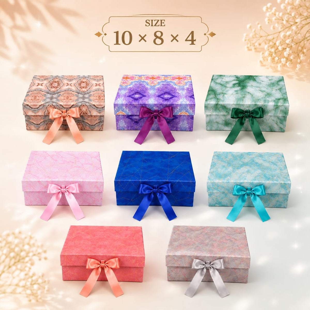 Printed Ribbon Box ( 10 × 8 × 4 )