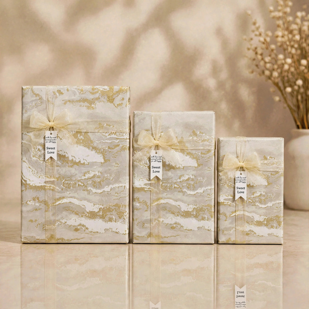 Rectangle Gift box (Marble Cream)